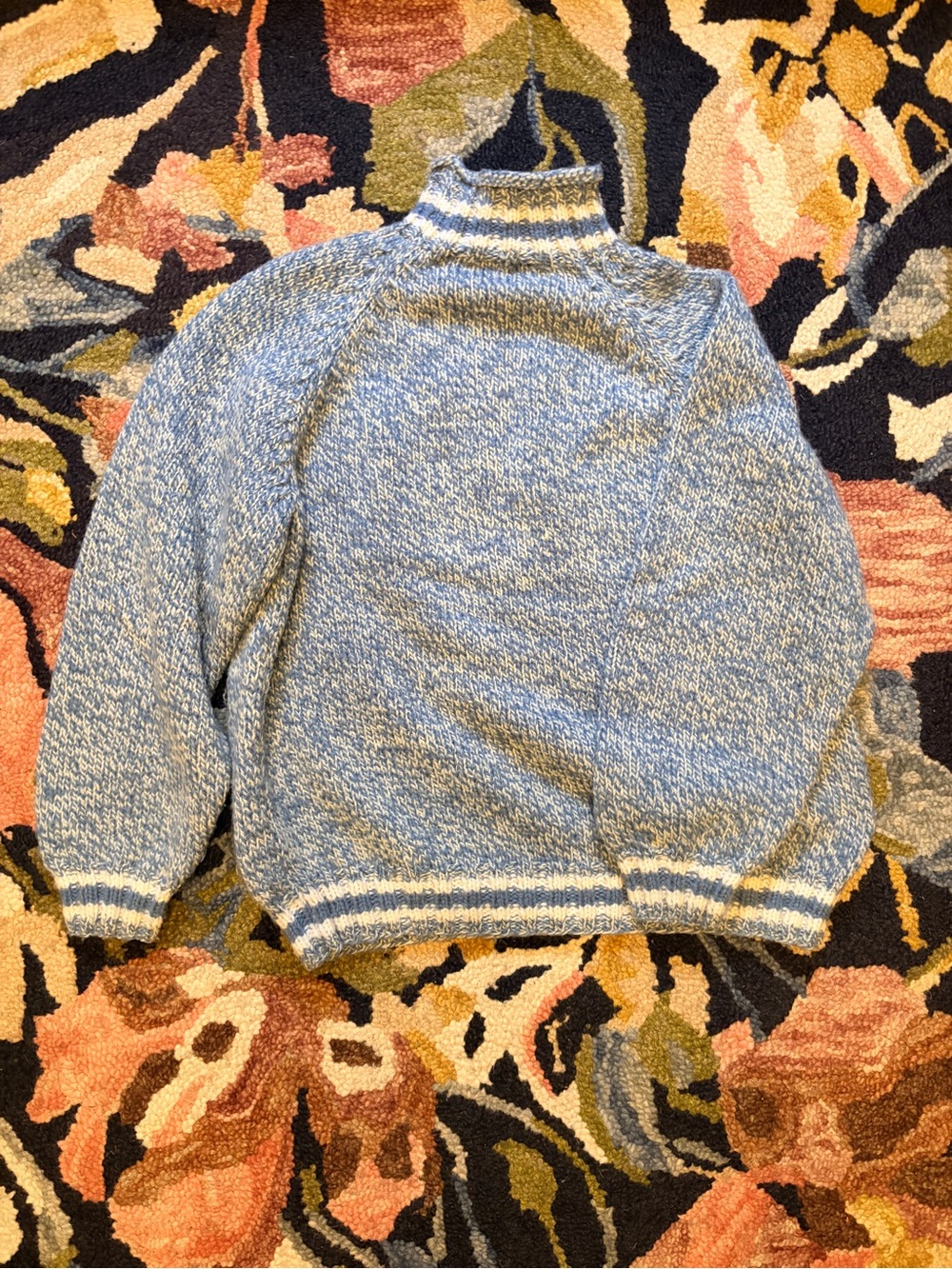 Vintage Blue Marled Chunky Knit Mock Neck Sweater